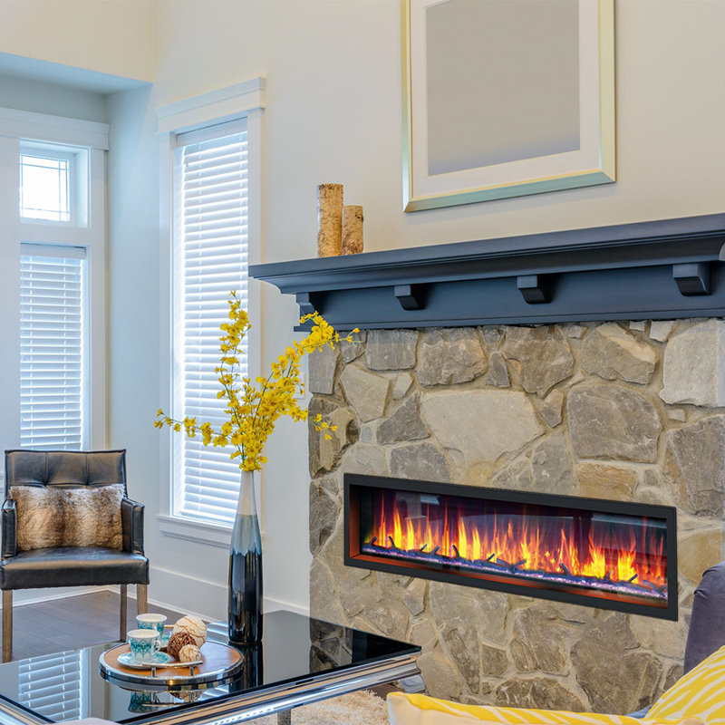 Dynasty Cascade Wall Mount Linear Electric Fireplace Smart Technology